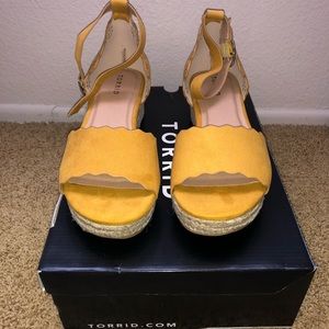 Torrid Mustard Suede Scalloped Espadrille Flatform